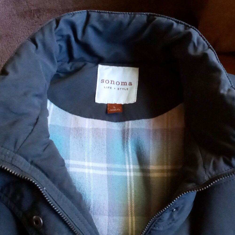 🔥SALE  Sonoma Life+Style Women’s L Black Quilted Vest Plaid Cozy Flannel Lining - Picture 3 of 11